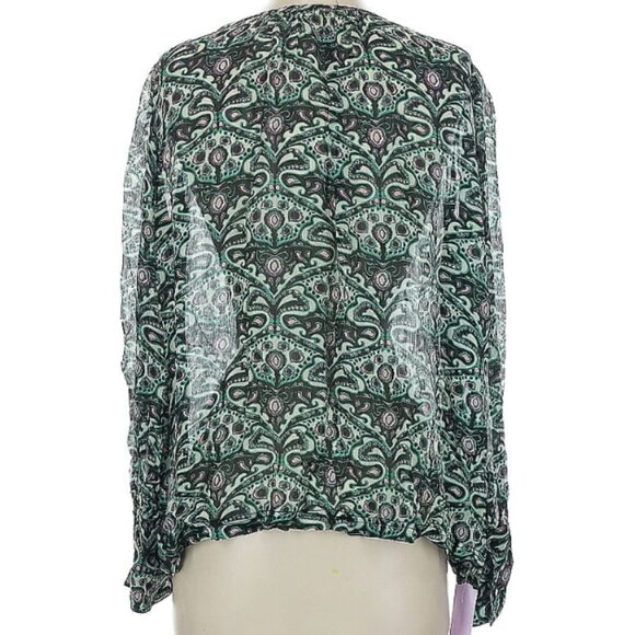 Ba&sh Women's Black and Green Patterned Blouse 100% Viscose S - Picture 3 of 11